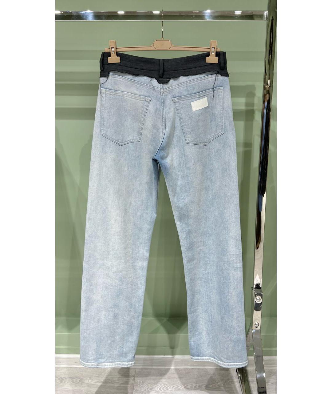 MM6 MAISON MARGIELA Голубые хлопко-эластановые прямые джинсы, фото 2