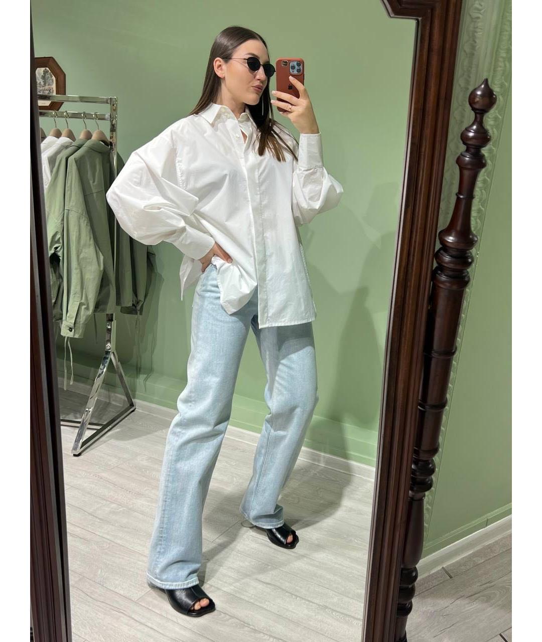 MM6 MAISON MARGIELA Голубые хлопко-эластановые прямые джинсы, фото 8