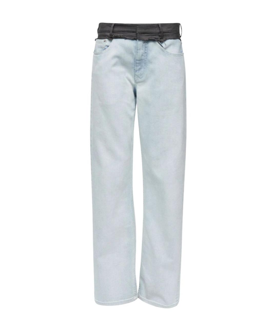 MM6 MAISON MARGIELA Голубые хлопко-эластановые прямые джинсы, фото 1