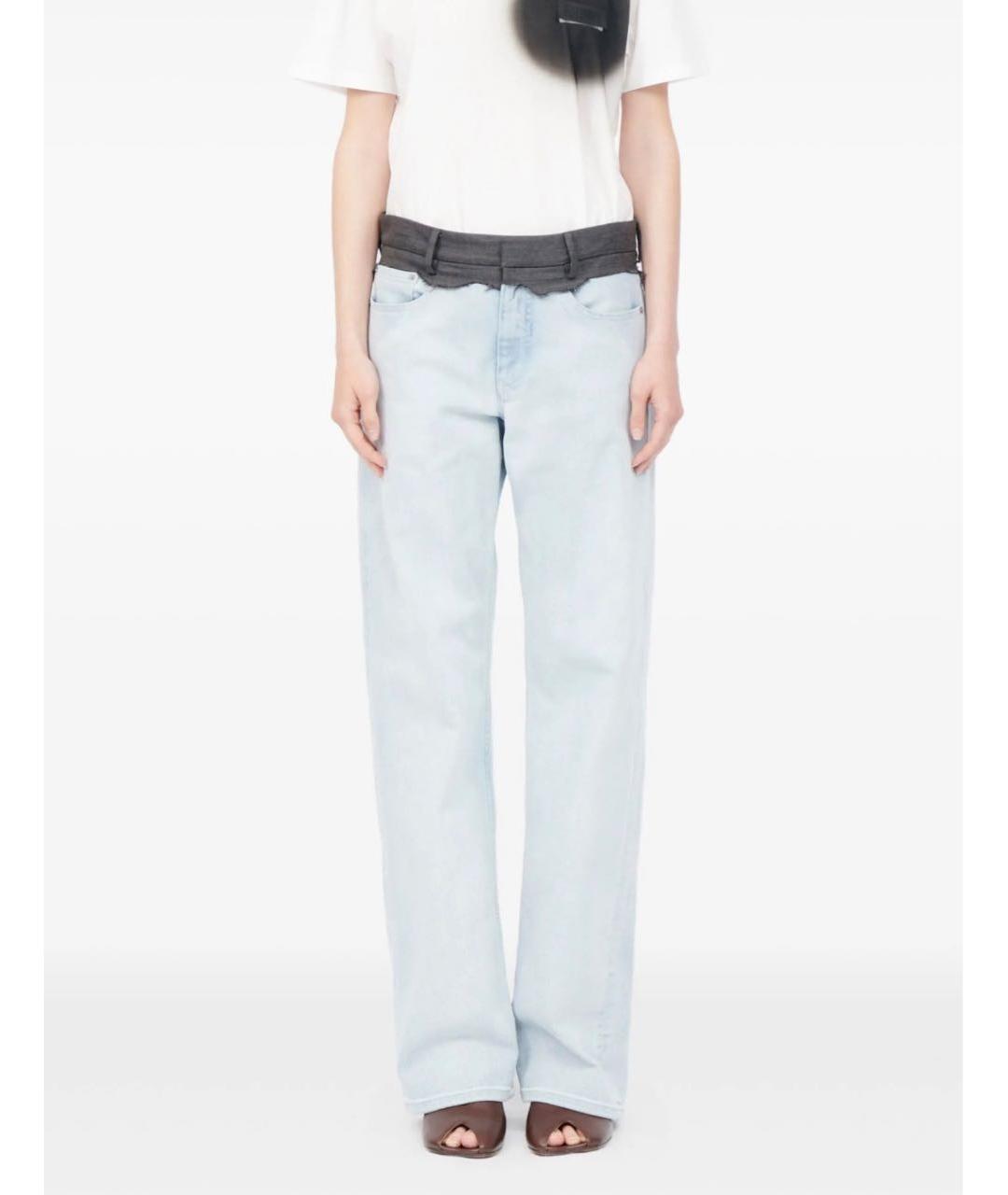 MM6 MAISON MARGIELA Голубые хлопко-эластановые прямые джинсы, фото 5