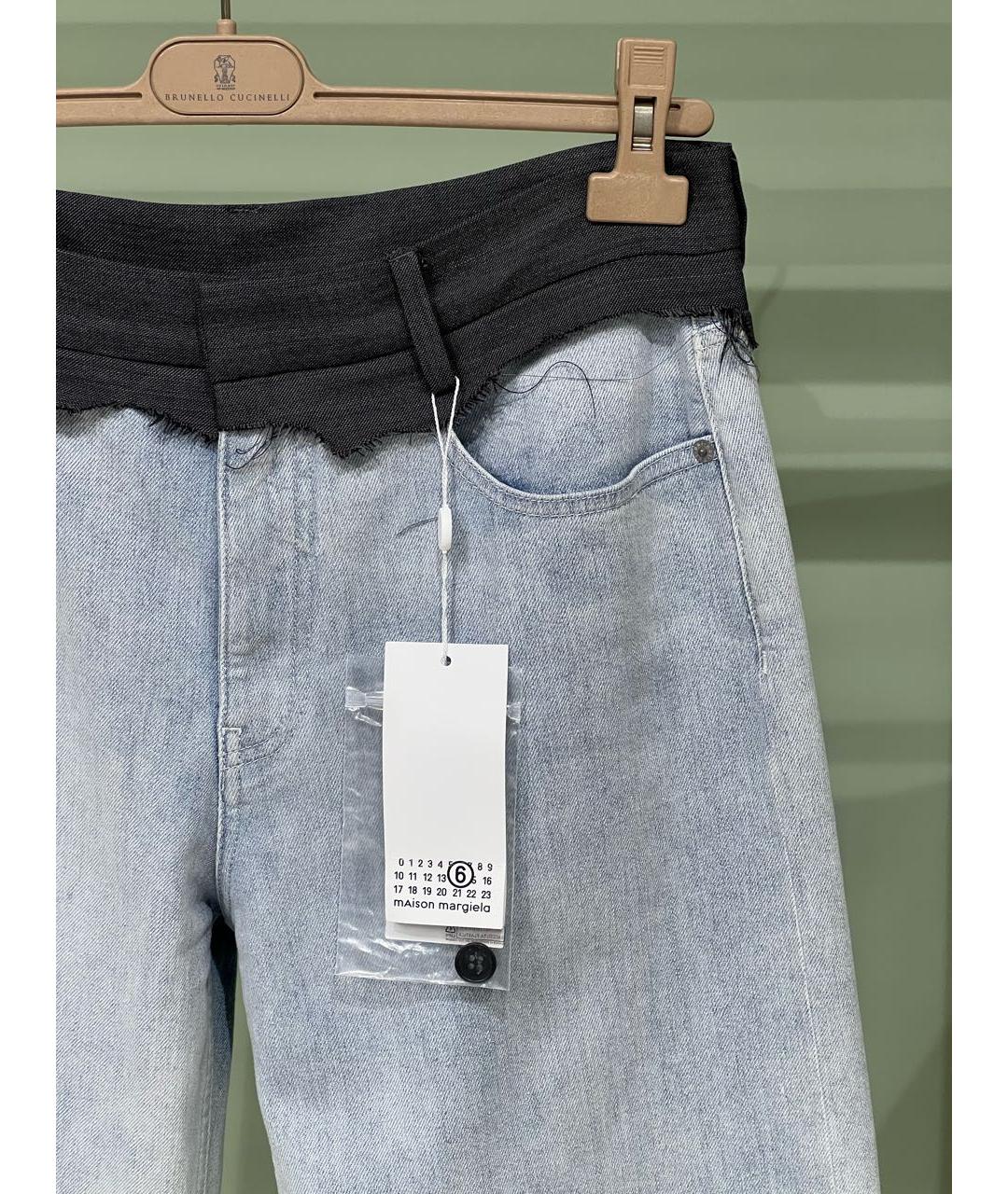 MM6 MAISON MARGIELA Голубые хлопко-эластановые прямые джинсы, фото 4