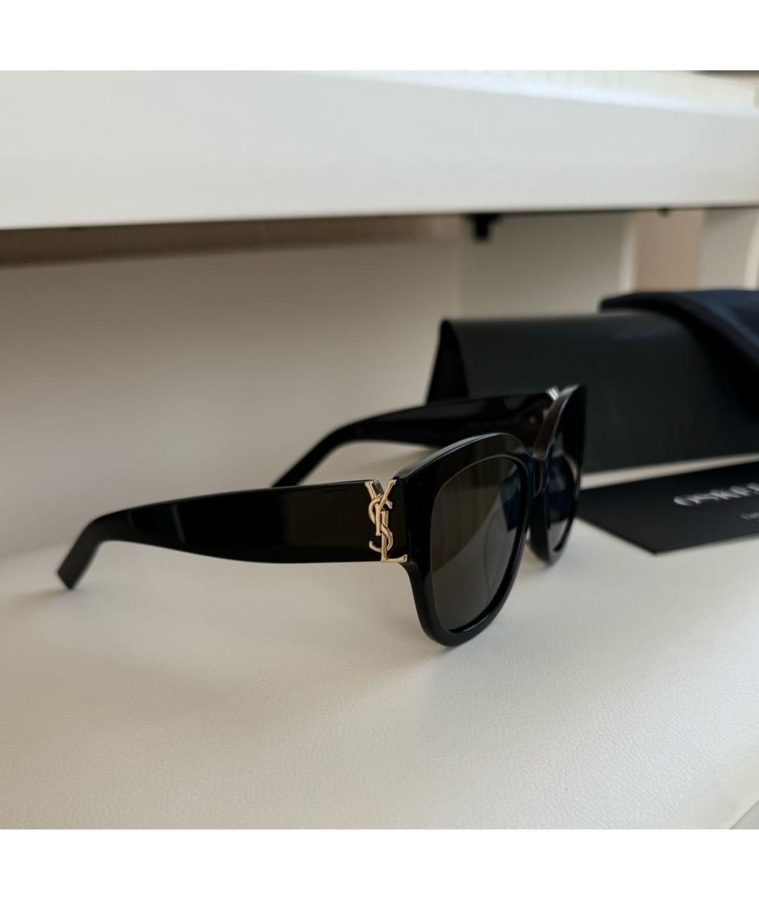 SAINT LAURENT Черные пластиковые солнцезащитные очки, фото 3