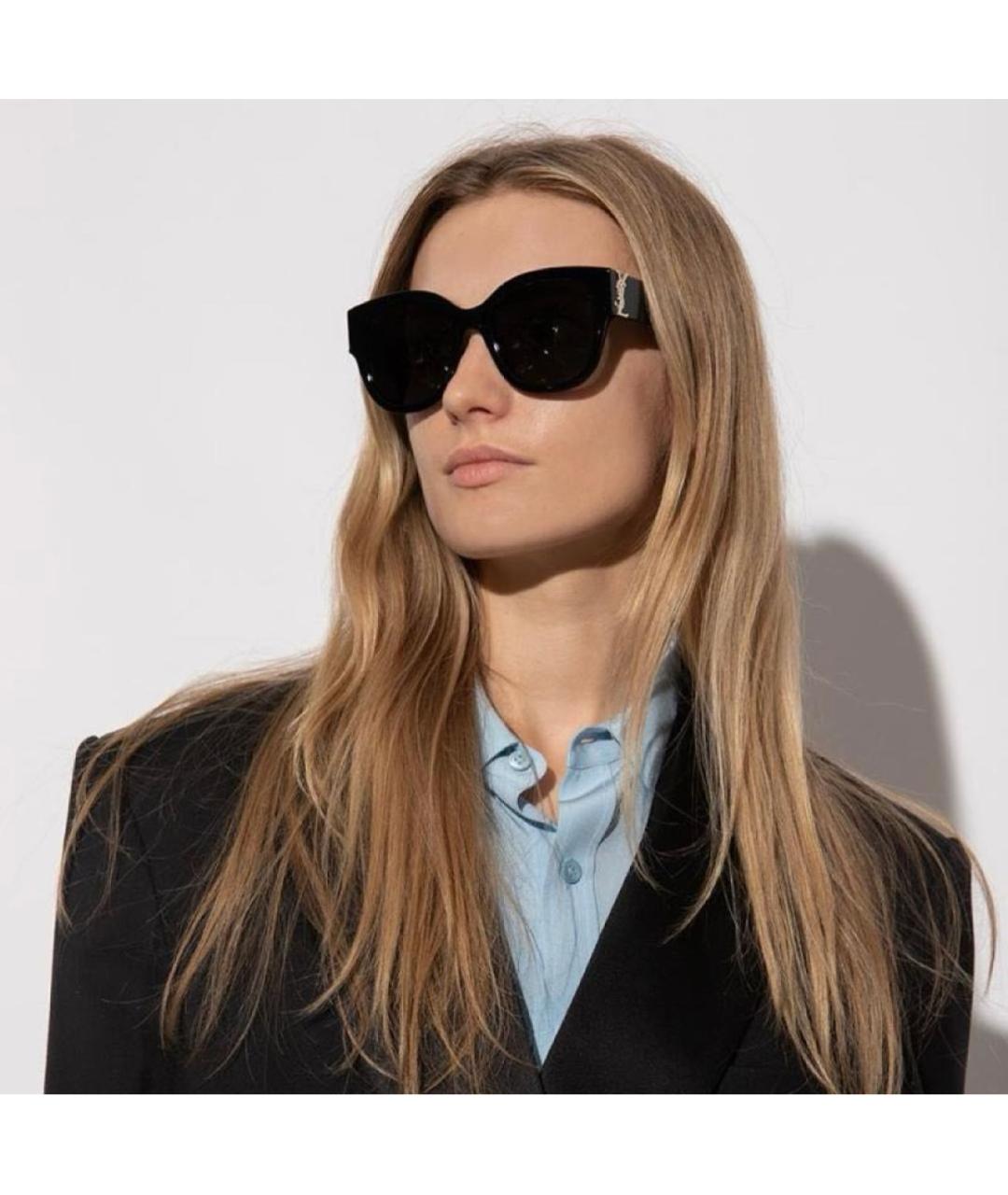 SAINT LAURENT Черные пластиковые солнцезащитные очки, фото 8
