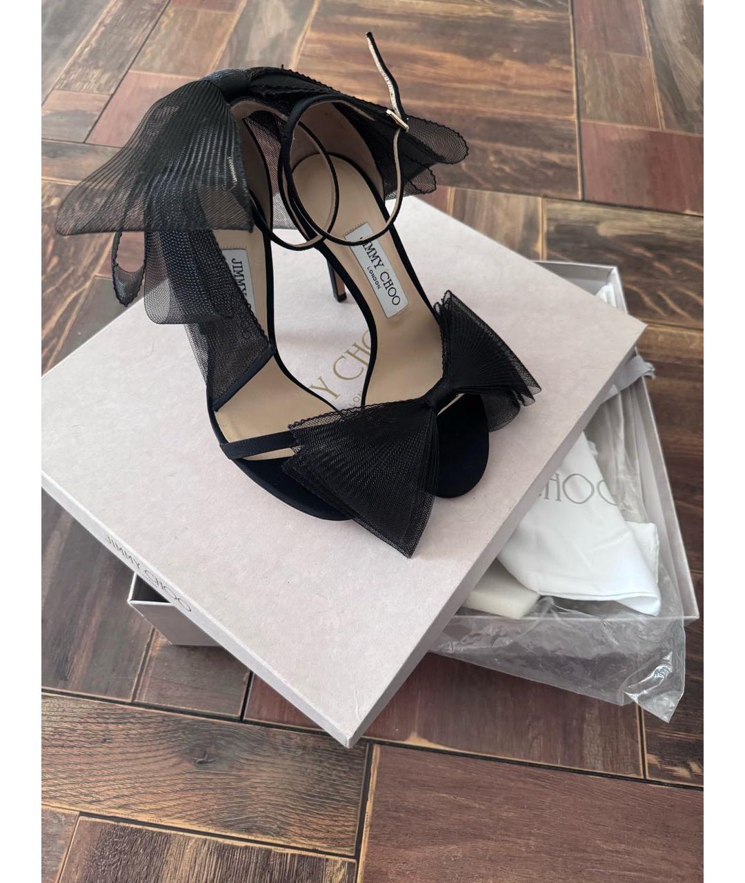 JIMMY CHOO Черные текстильные босоножки, фото 2