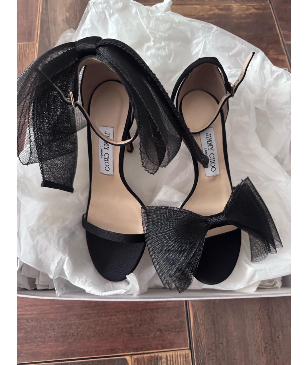JIMMY CHOO Черные текстильные босоножки, фото 3
