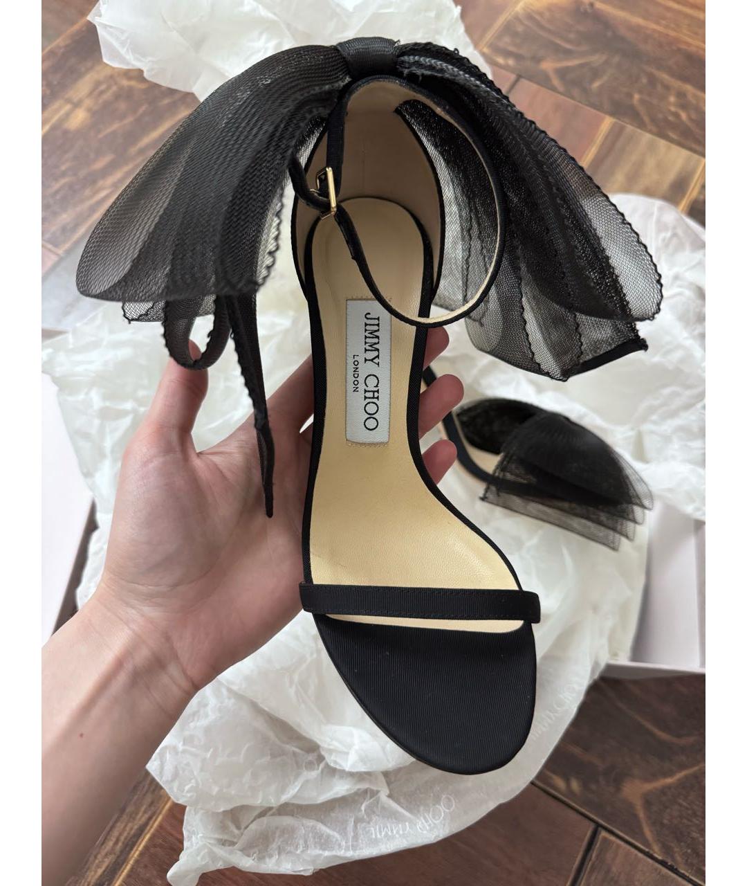 JIMMY CHOO Черные текстильные босоножки, фото 5