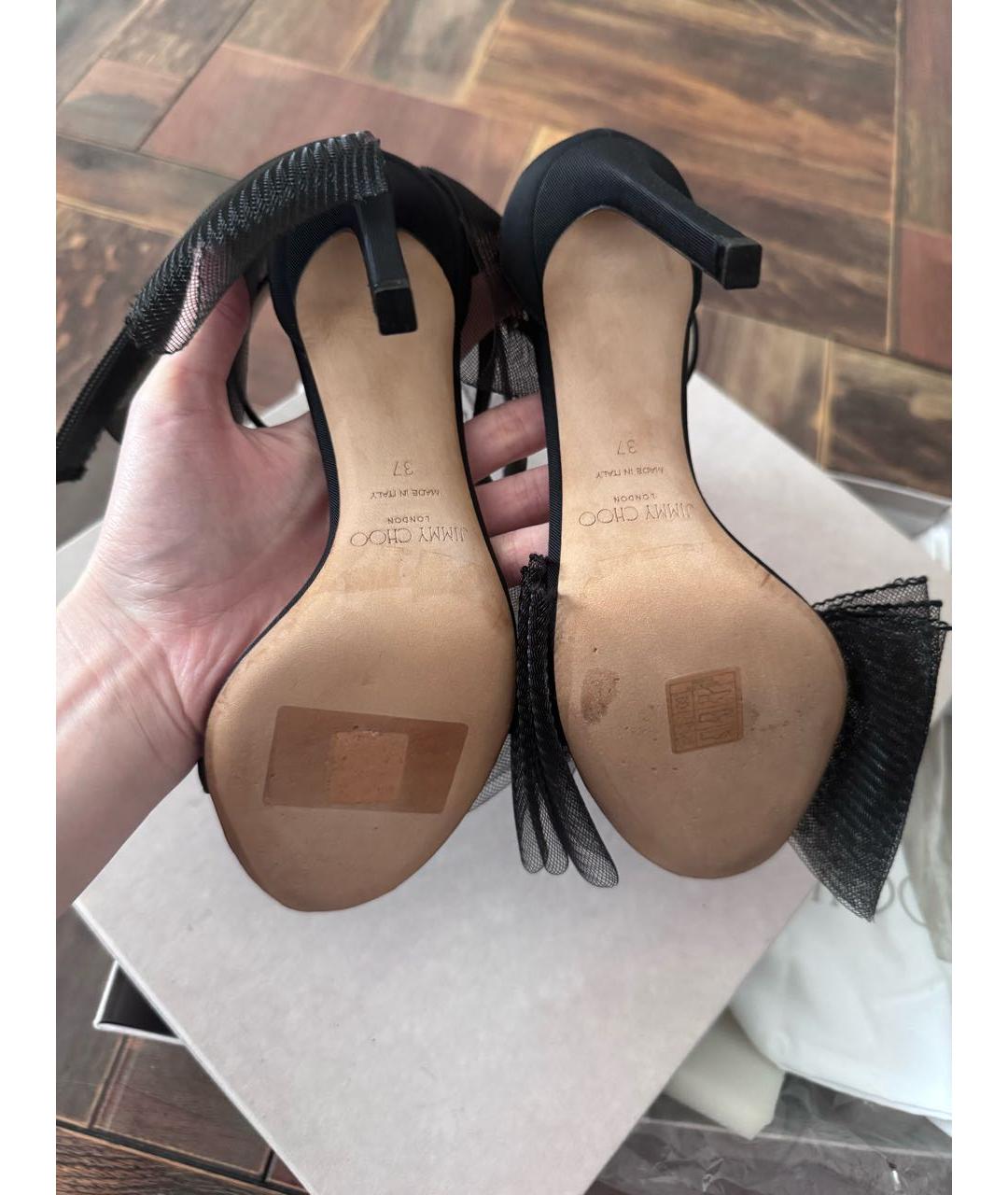 JIMMY CHOO Черные текстильные босоножки, фото 6