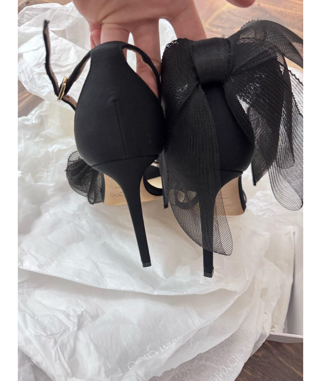 JIMMY CHOO Черные текстильные босоножки, фото 4