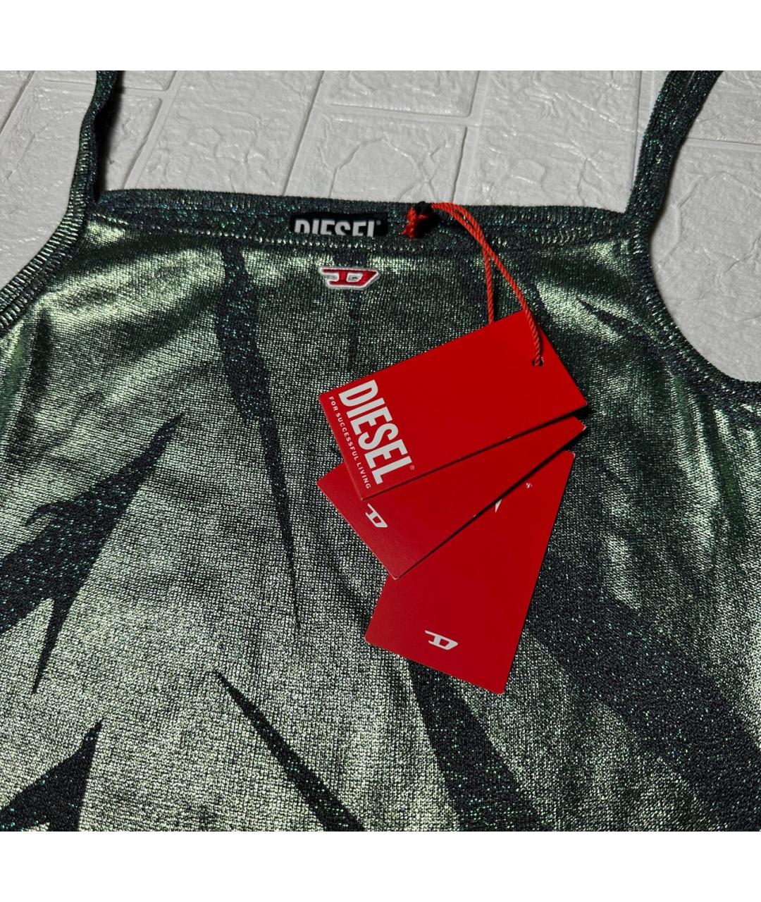 DIESEL Зеленое ацетатное платье, фото 4