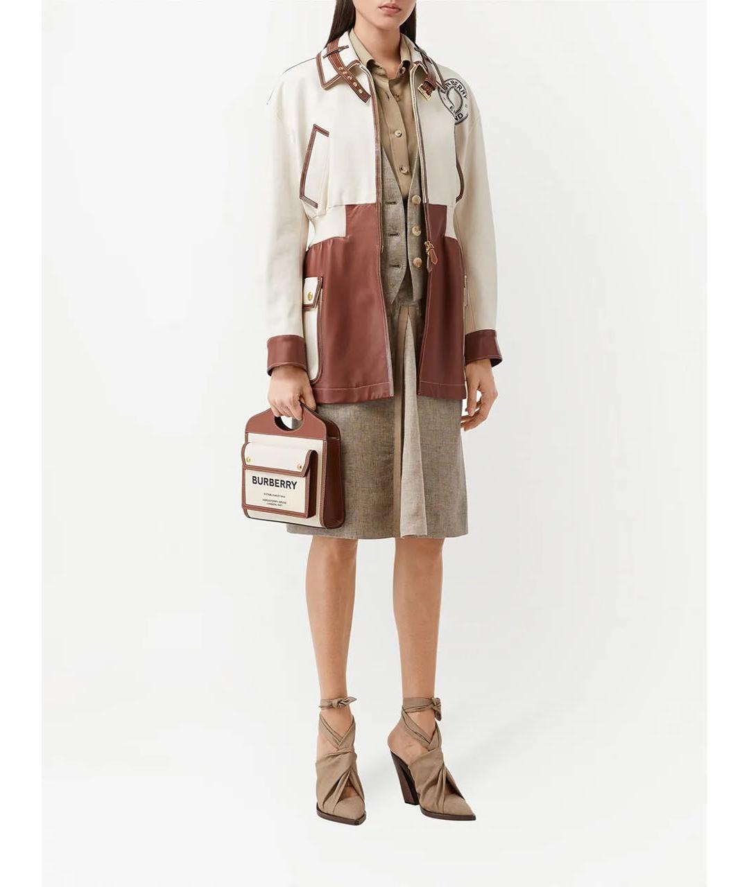 BURBERRY Бежевая тканевая сумка через плечо, фото 3
