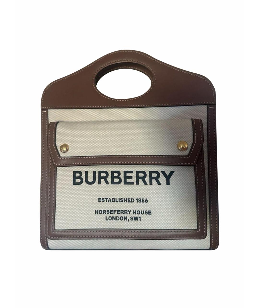 BURBERRY Бежевая тканевая сумка через плечо, фото 1