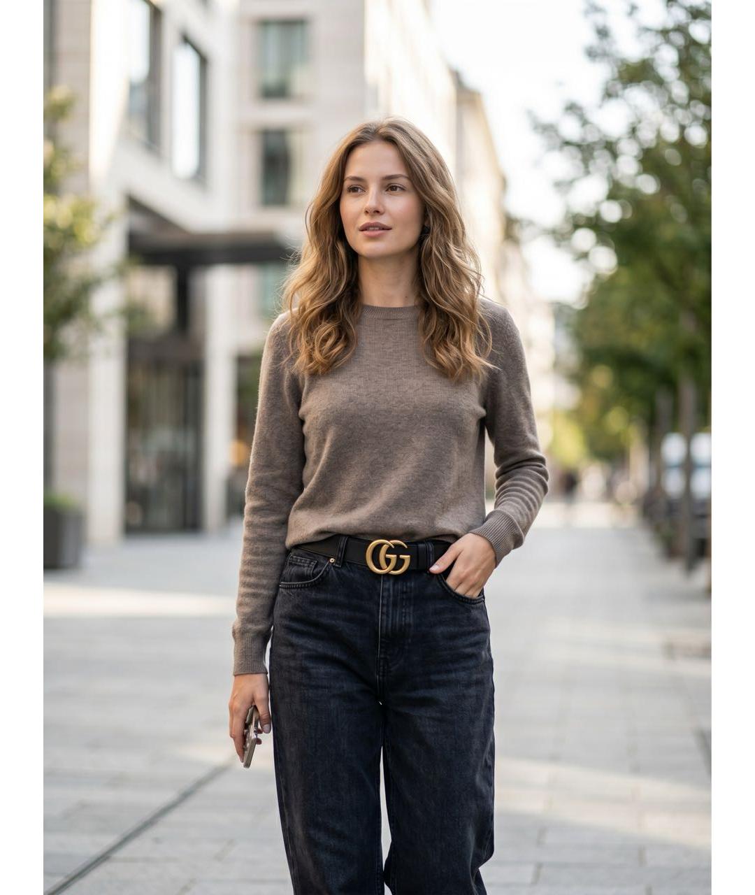 GUCCI Черный кожаный ремень, фото 2