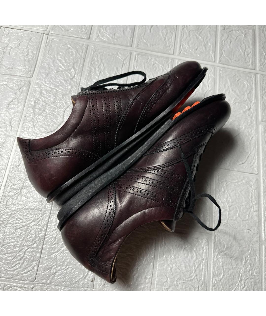 Y-3 Коричневые кожаные низкие кроссовки / кеды, фото 6