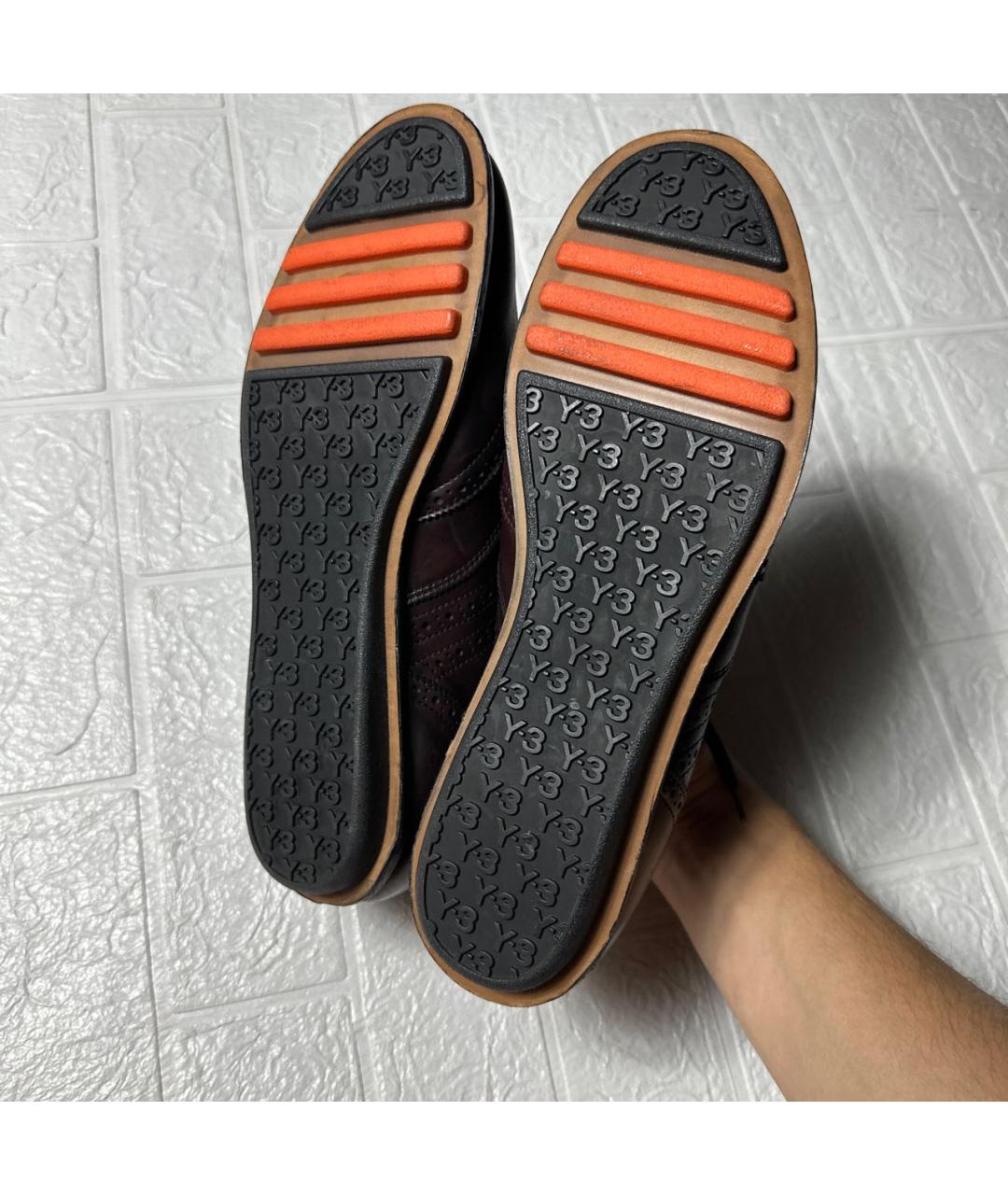 Y-3 Коричневые кожаные низкие кроссовки / кеды, фото 4