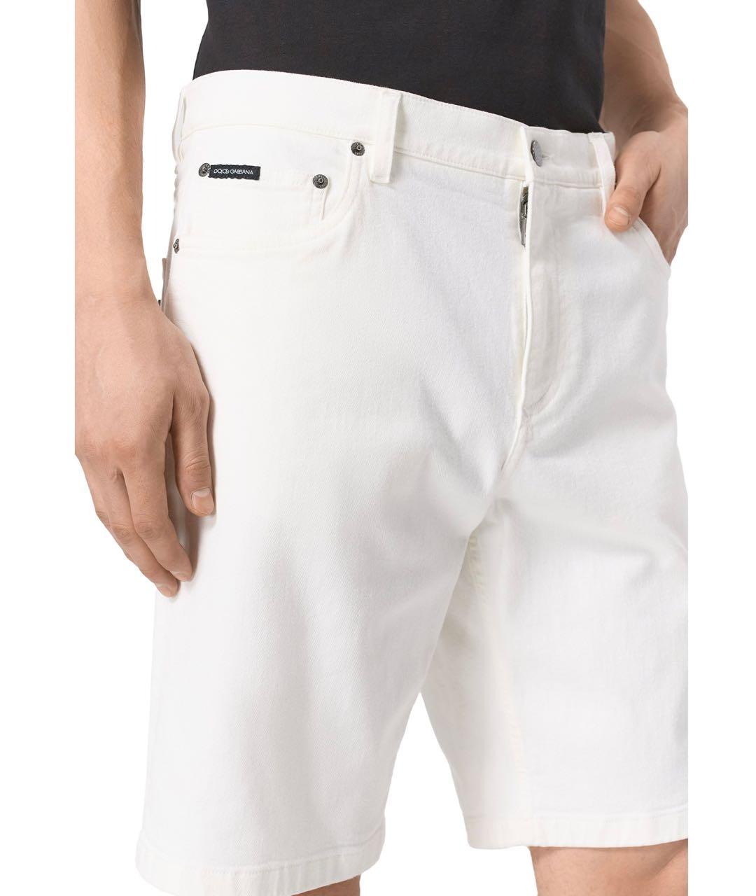 DOLCE&GABBANA Белые хлопко-эластановые шорты, фото 3