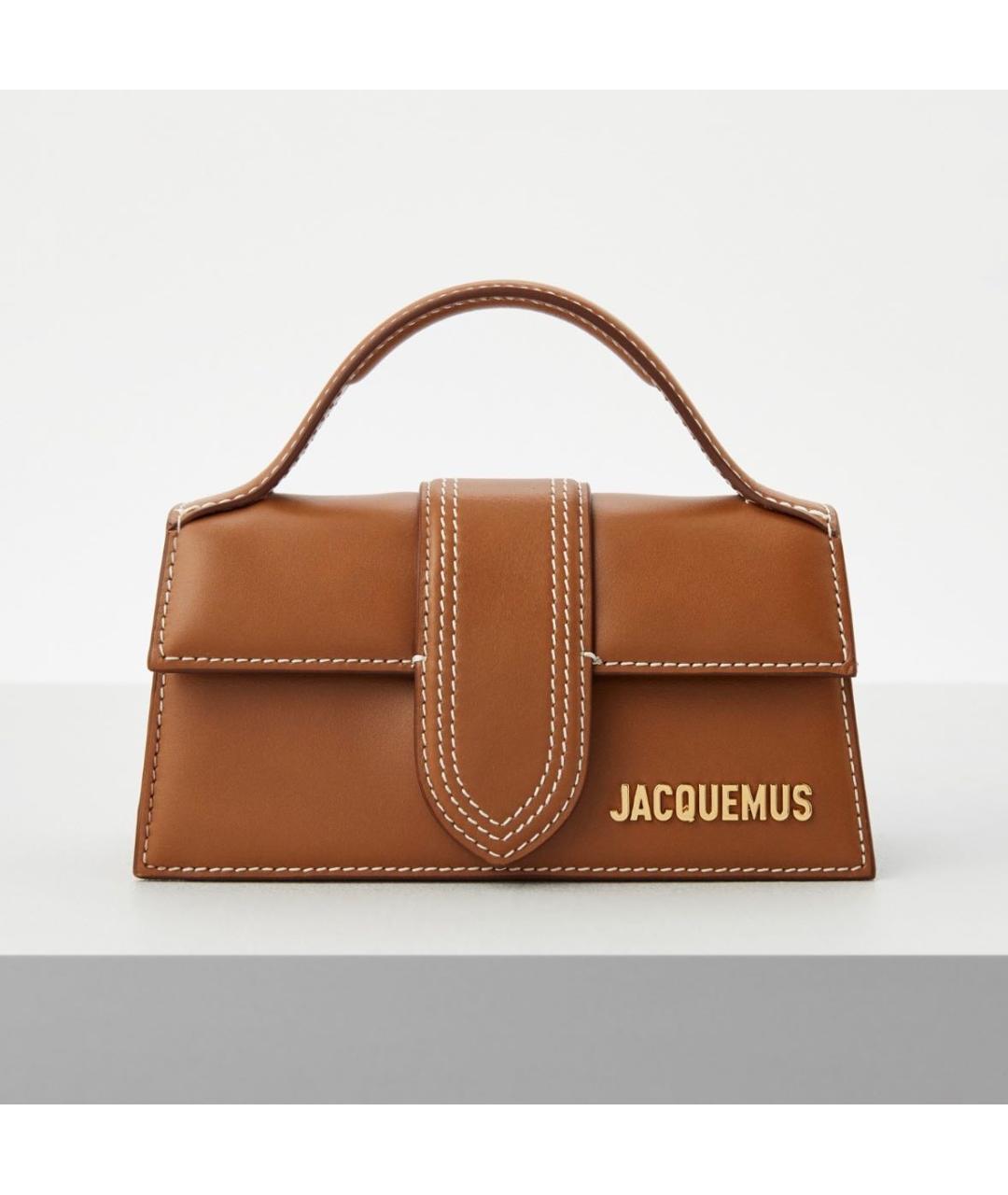 JACQUEMUS Коричневая кожаная сумка с короткими ручками, фото 6