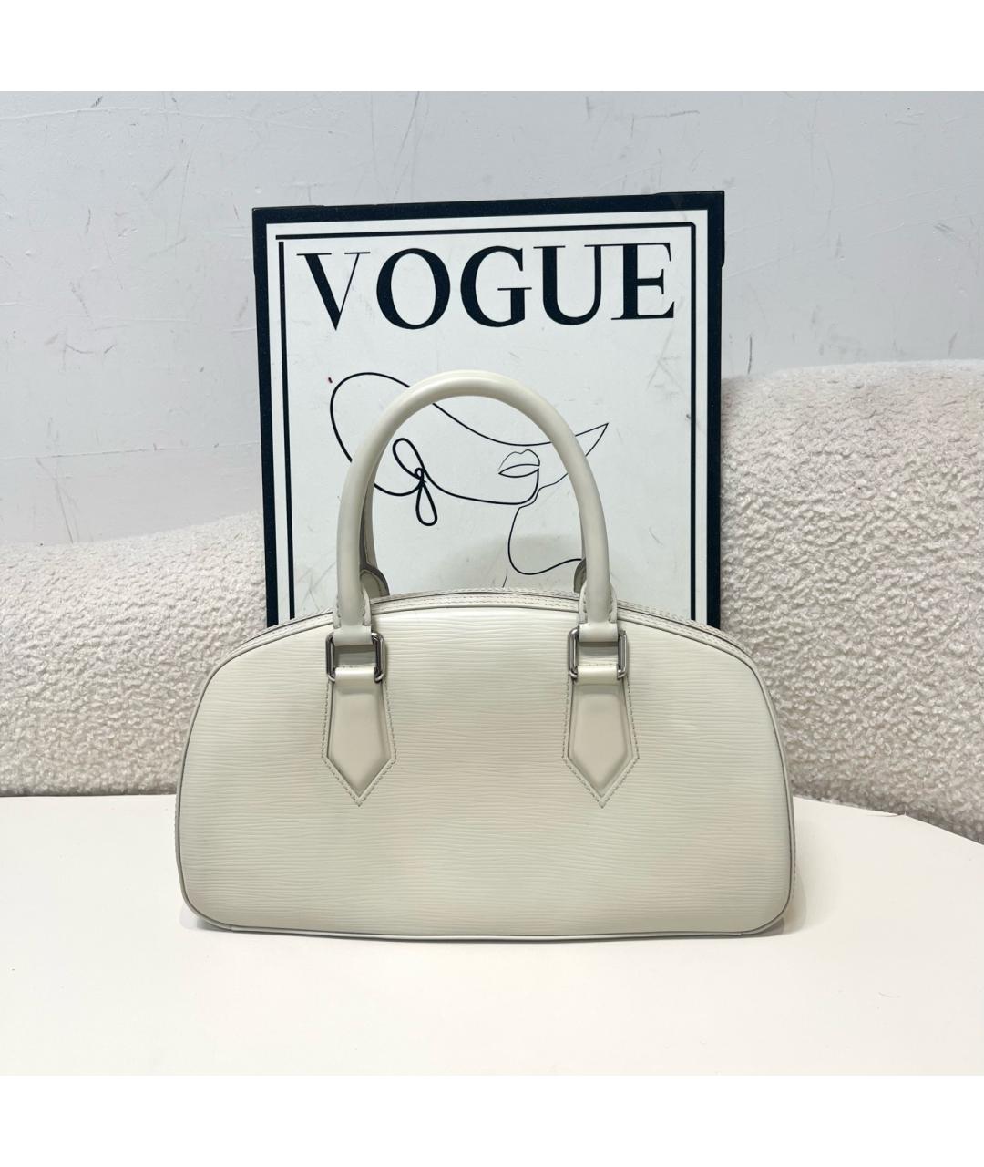 LOUIS VUITTON Белая кожаная сумка с короткими ручками, фото 7