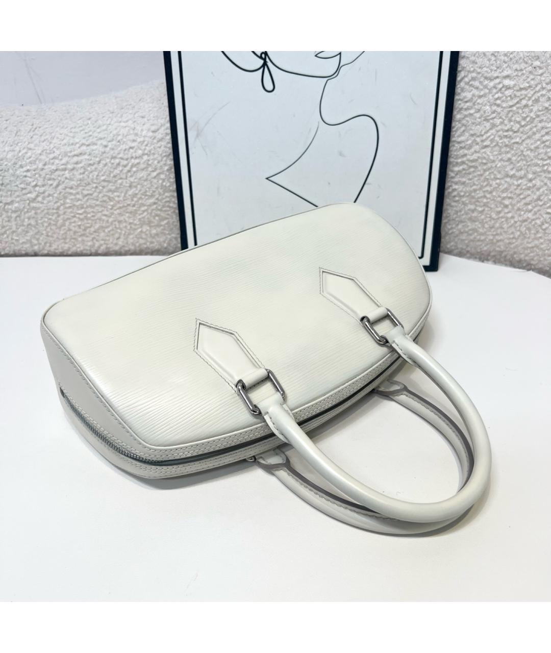 LOUIS VUITTON Белая кожаная сумка с короткими ручками, фото 4