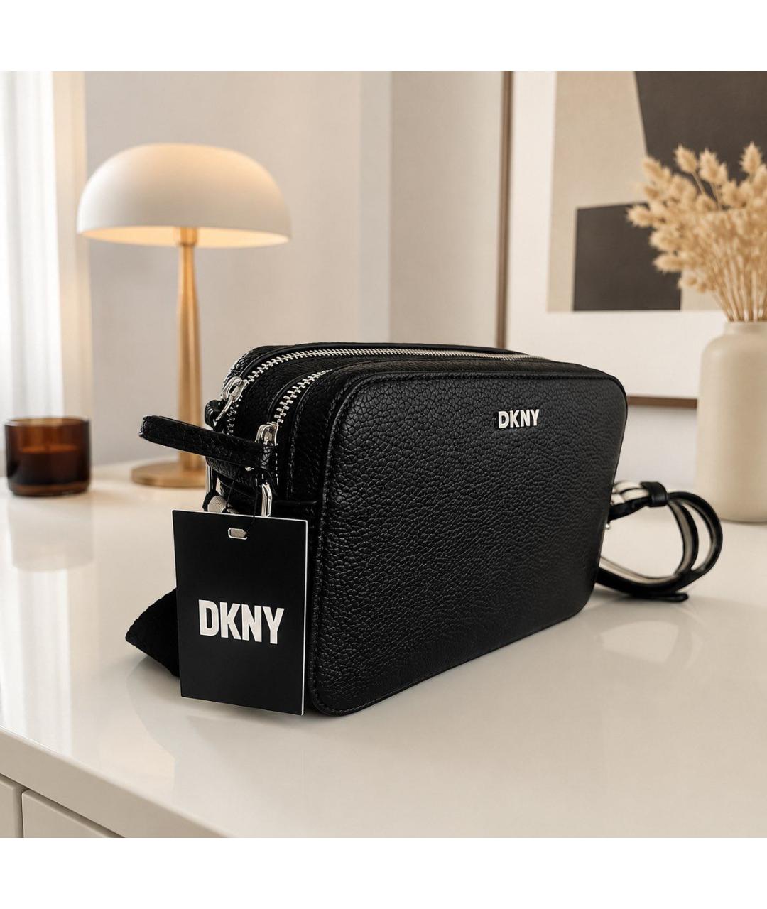 DKNY Черная сумка через плечо из искусственной кожи, фото 7
