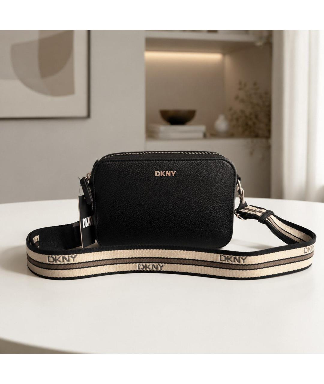 DKNY Черная сумка через плечо из искусственной кожи, фото 8