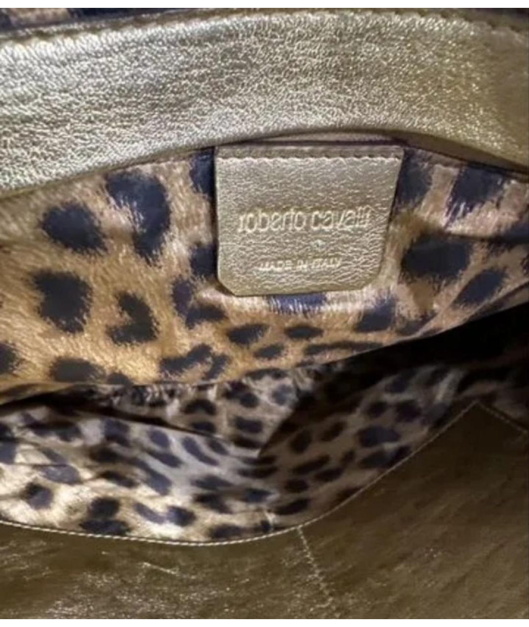 ROBERTO CAVALLI Бежевая сумка с короткими ручками из экзотической кожи, фото 4