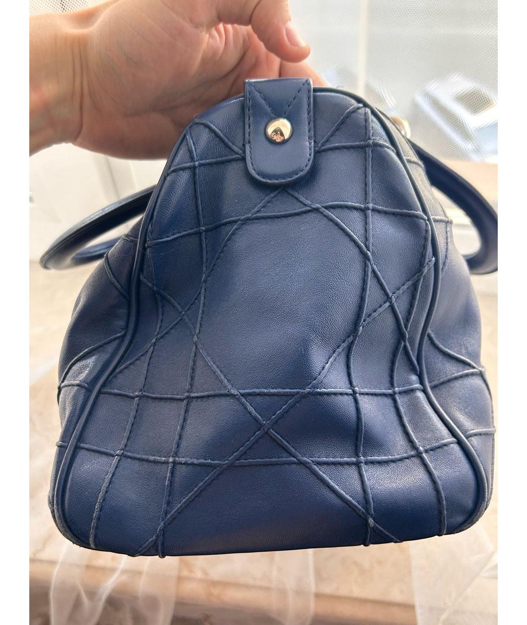 CHRISTIAN DIOR Синяя кожаная сумка с короткими ручками, фото 2