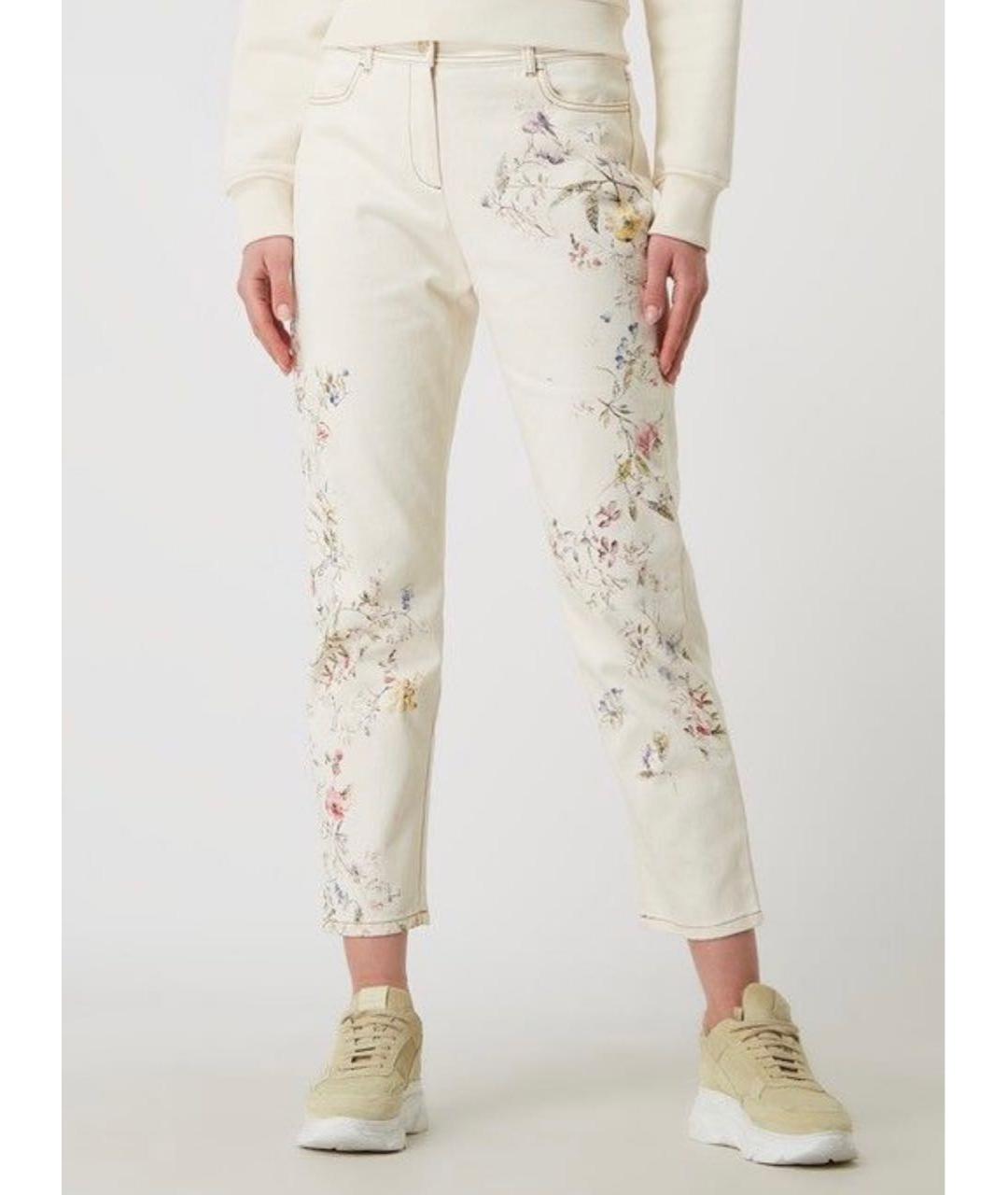MAX MARA Белые хлопко-эластановые джинсы слим, фото 7