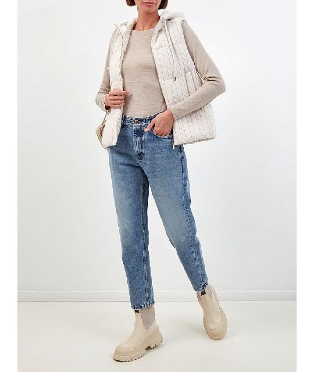 BRUNELLO CUCINELLI Голубые хлопковые джинсы слим, фото 6