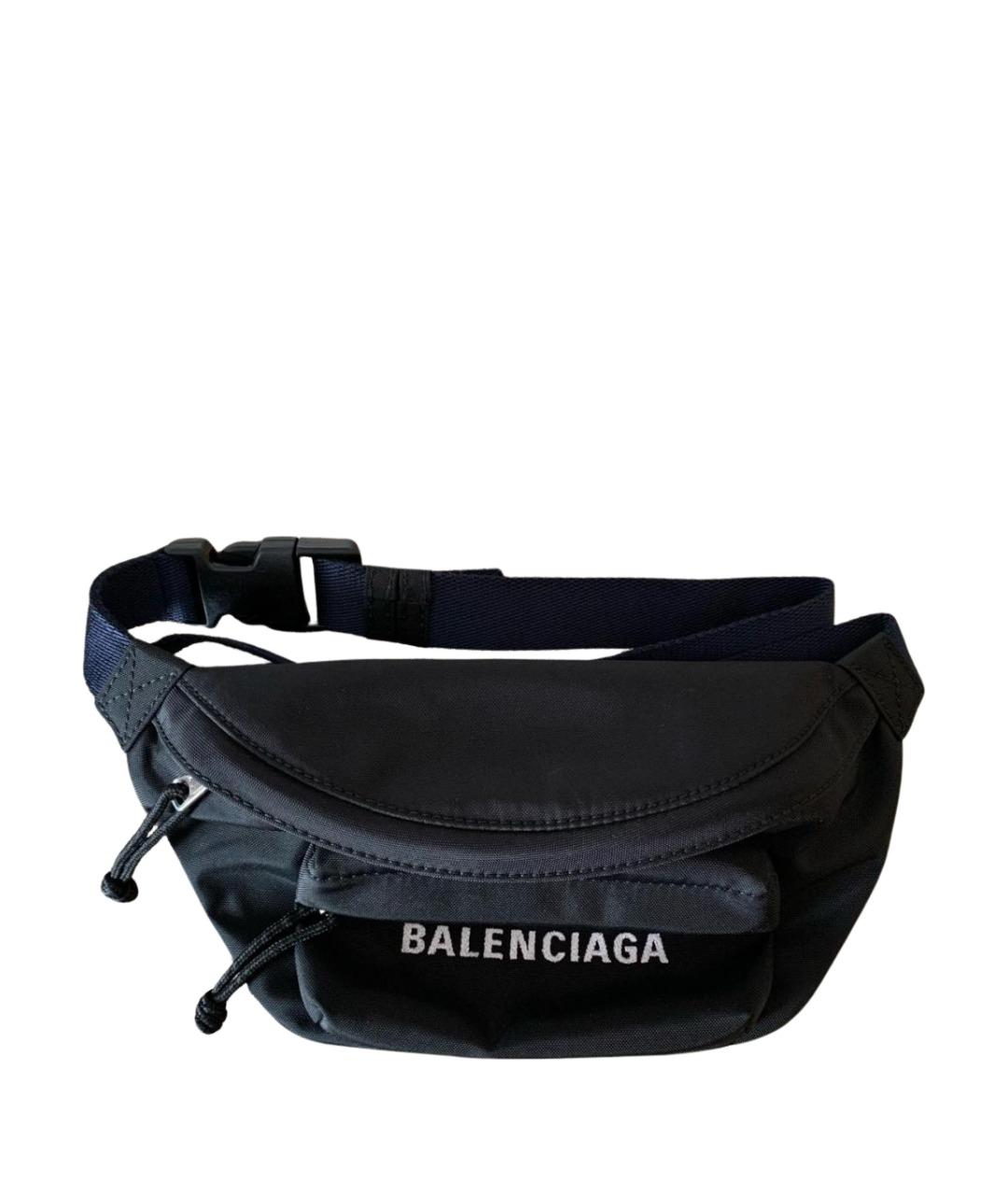 BALENCIAGA Черная синтетическая поясная сумка, фото 1