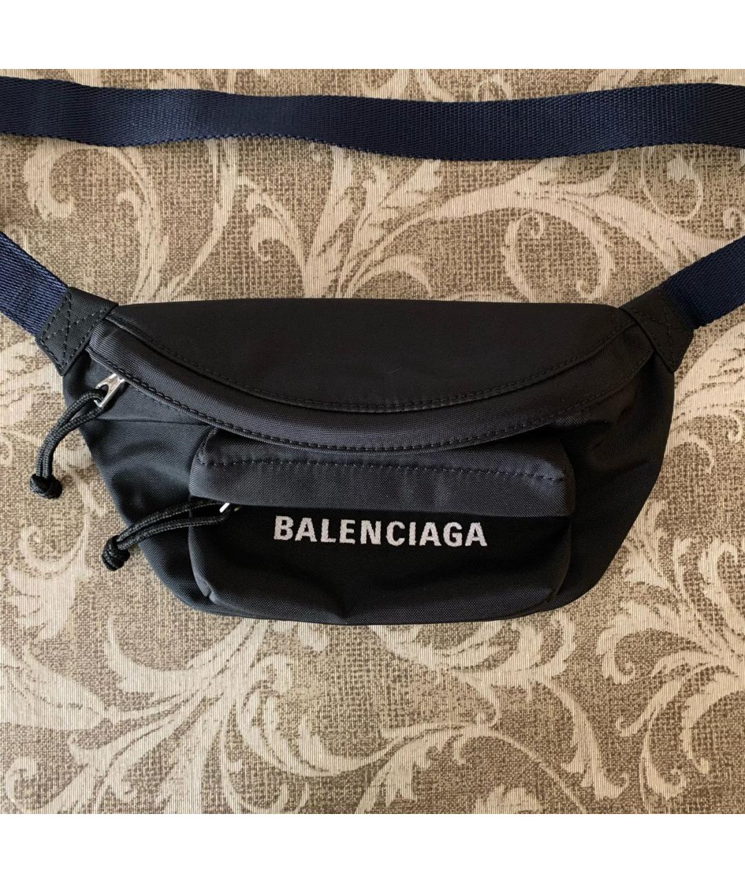 BALENCIAGA Черная синтетическая поясная сумка, фото 2