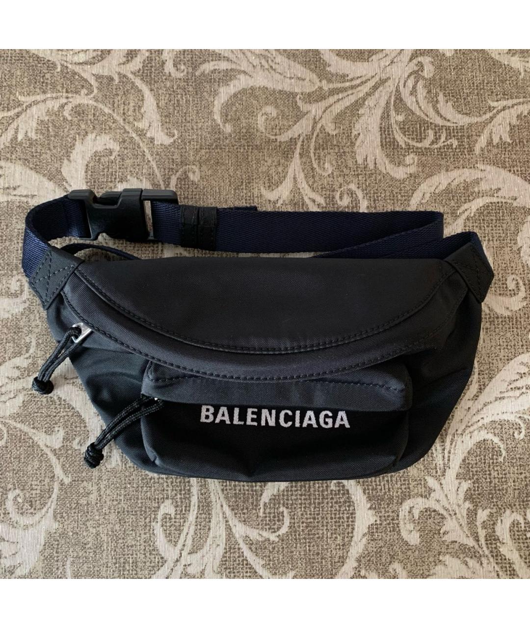 BALENCIAGA Черная синтетическая поясная сумка, фото 7