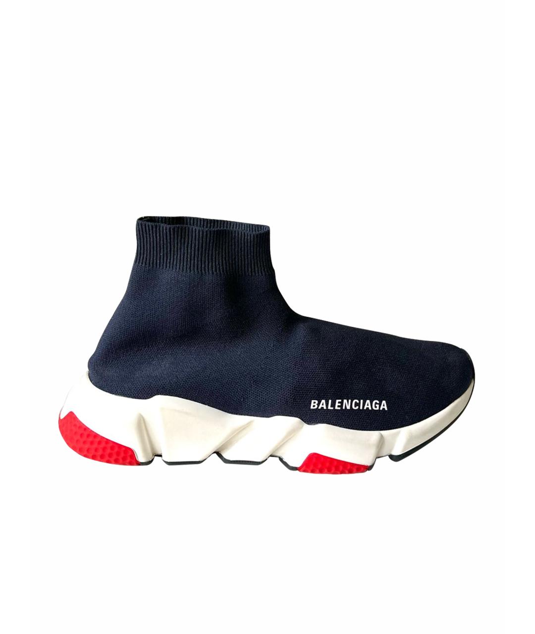 BALENCIAGA Темно-синие синтетические высокие кроссовки / кеды, фото 1