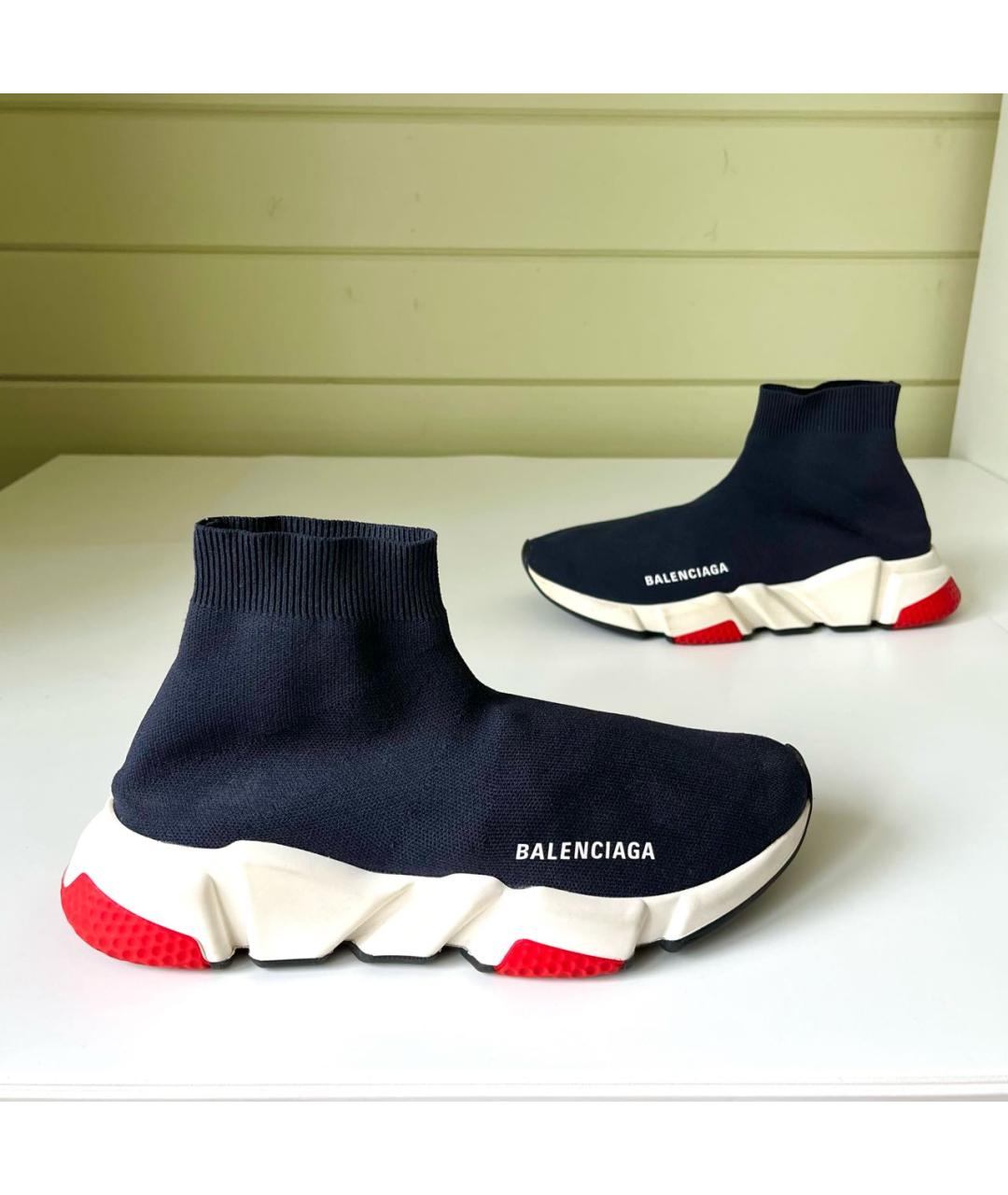 BALENCIAGA Темно-синие синтетические высокие кроссовки / кеды, фото 9