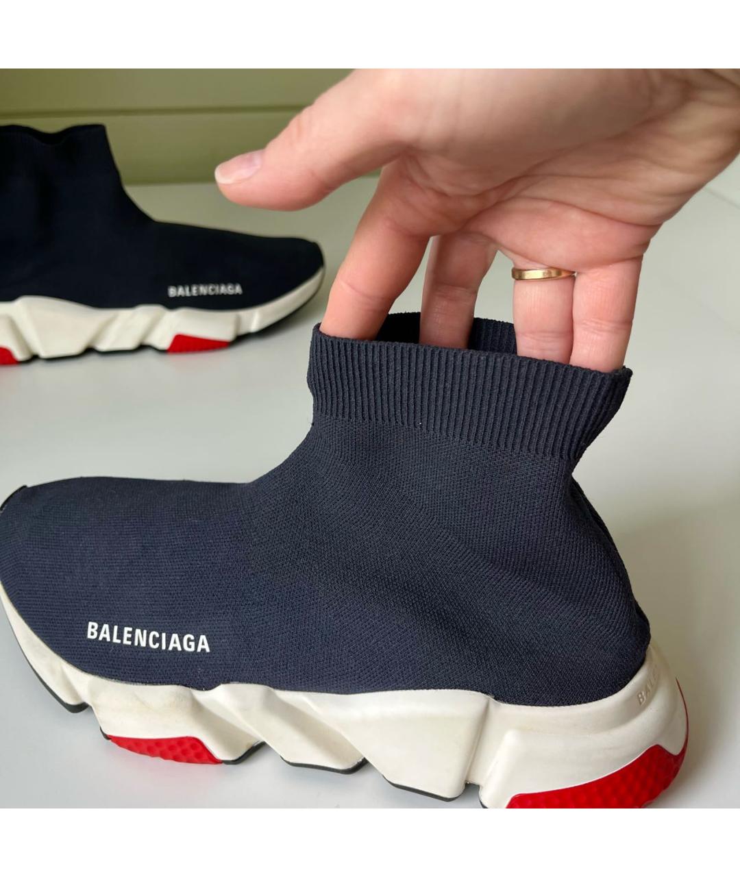 BALENCIAGA Темно-синие синтетические высокие кроссовки / кеды, фото 2
