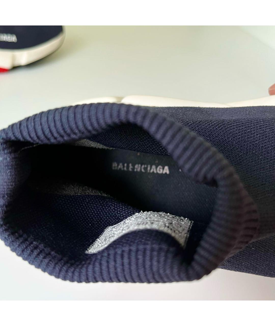 BALENCIAGA Темно-синие синтетические высокие кроссовки / кеды, фото 8