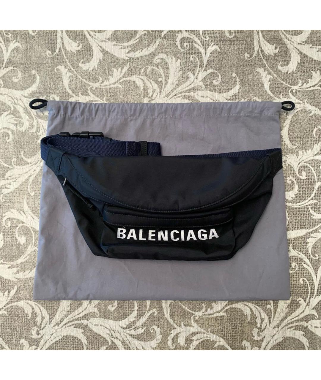 BALENCIAGA Черная синтетическая поясная сумка, фото 6