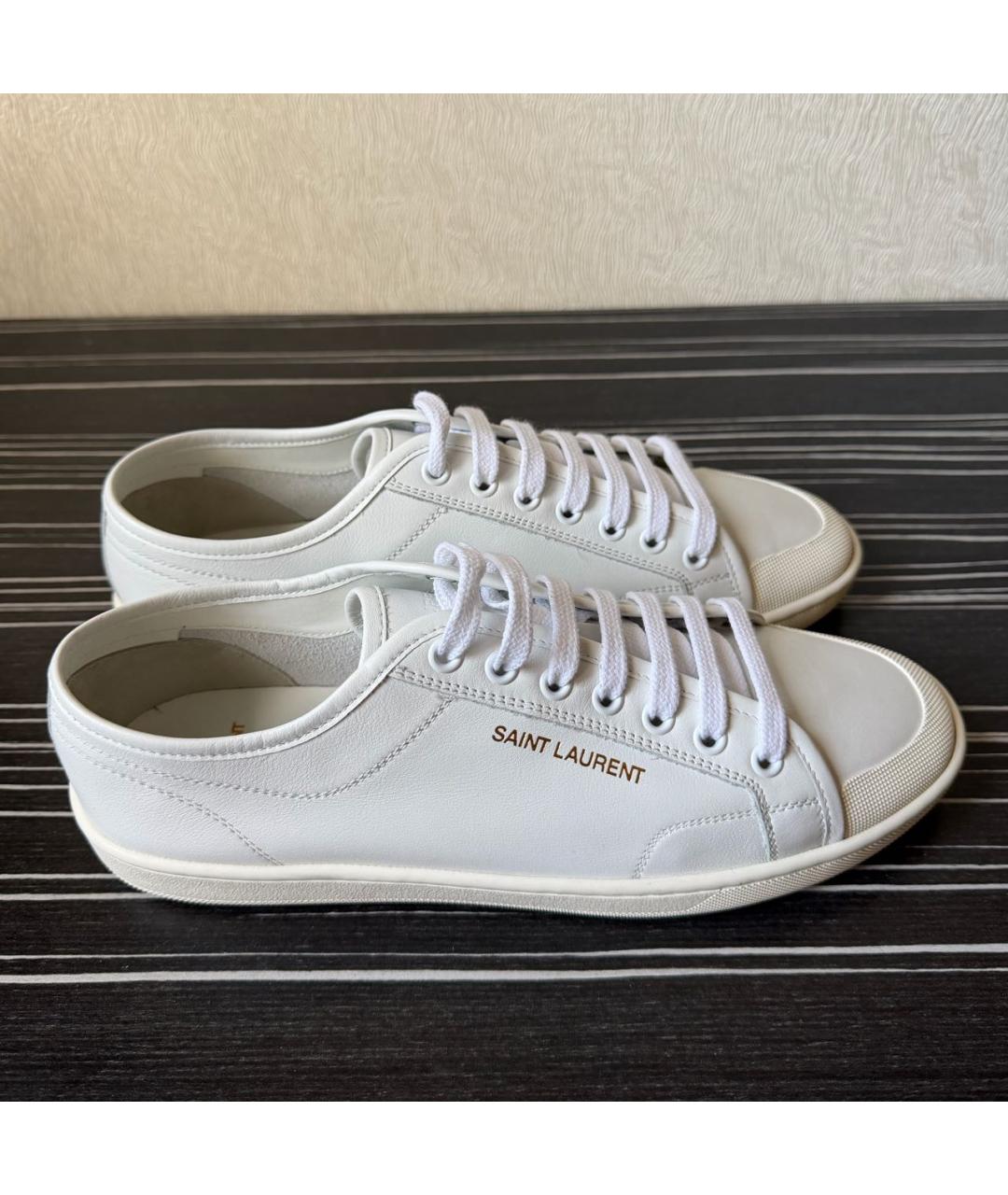 SAINT LAURENT Белые кожаные кеды, фото 2