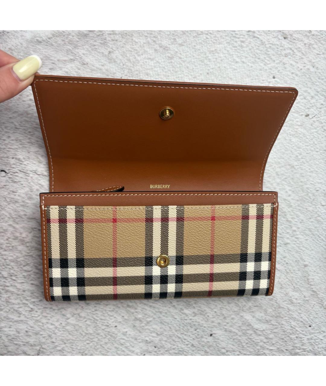 BURBERRY Коричневый кожаный кошелек, фото 7