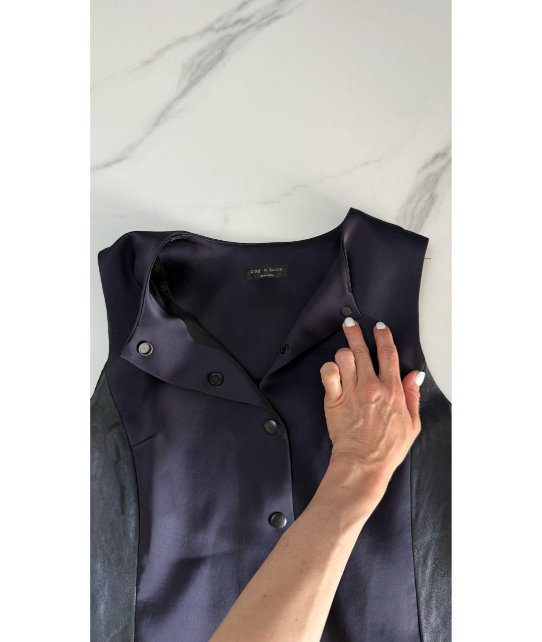 RAG & BONE Мульти кожаное повседневное платье, фото 5
