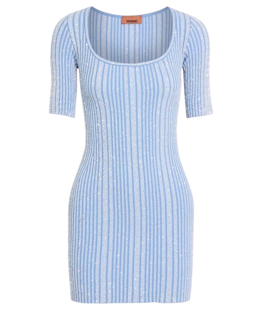 MISSONI Голубое вискозное коктейльное платье, фото 1