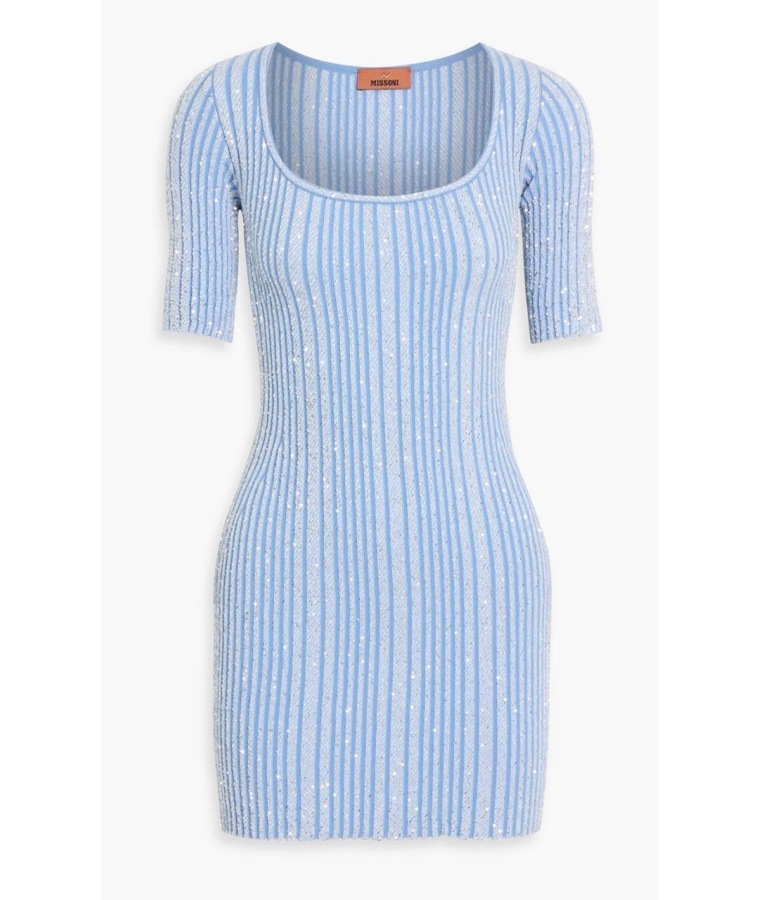 MISSONI Голубое вискозное коктейльное платье, фото 4