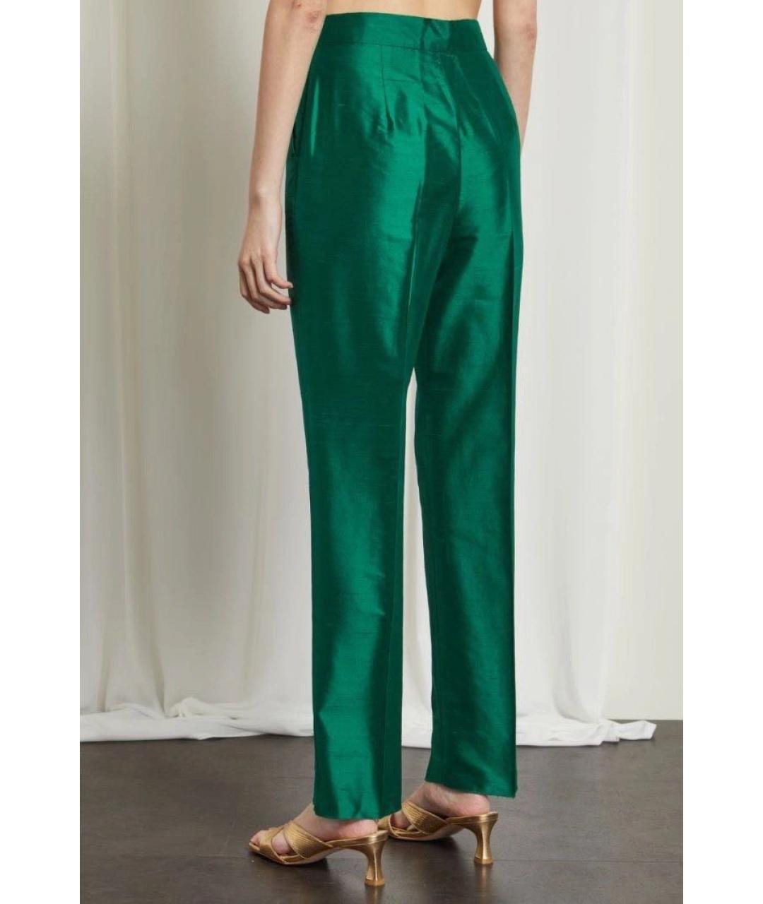 MAX MARA STUDIO Зеленые шелковые прямые брюки, фото 5
