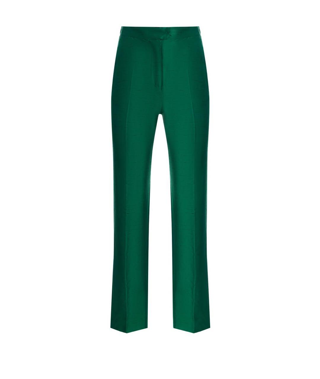 MAX MARA STUDIO Зеленые шелковые прямые брюки, фото 1