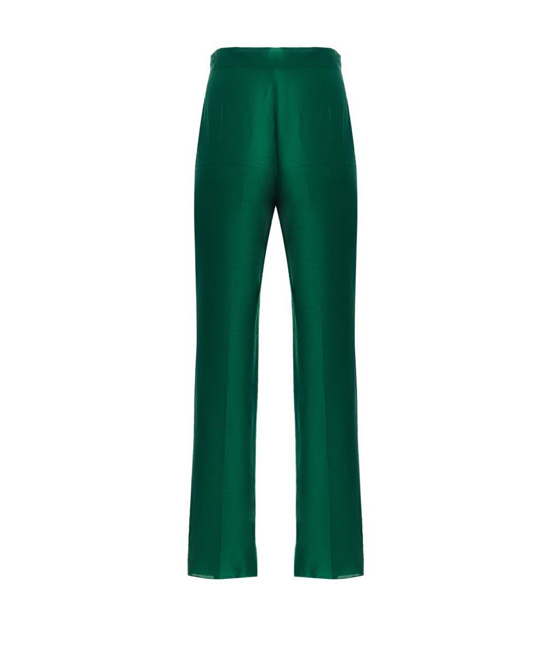 MAX MARA STUDIO Зеленые шелковые прямые брюки, фото 2