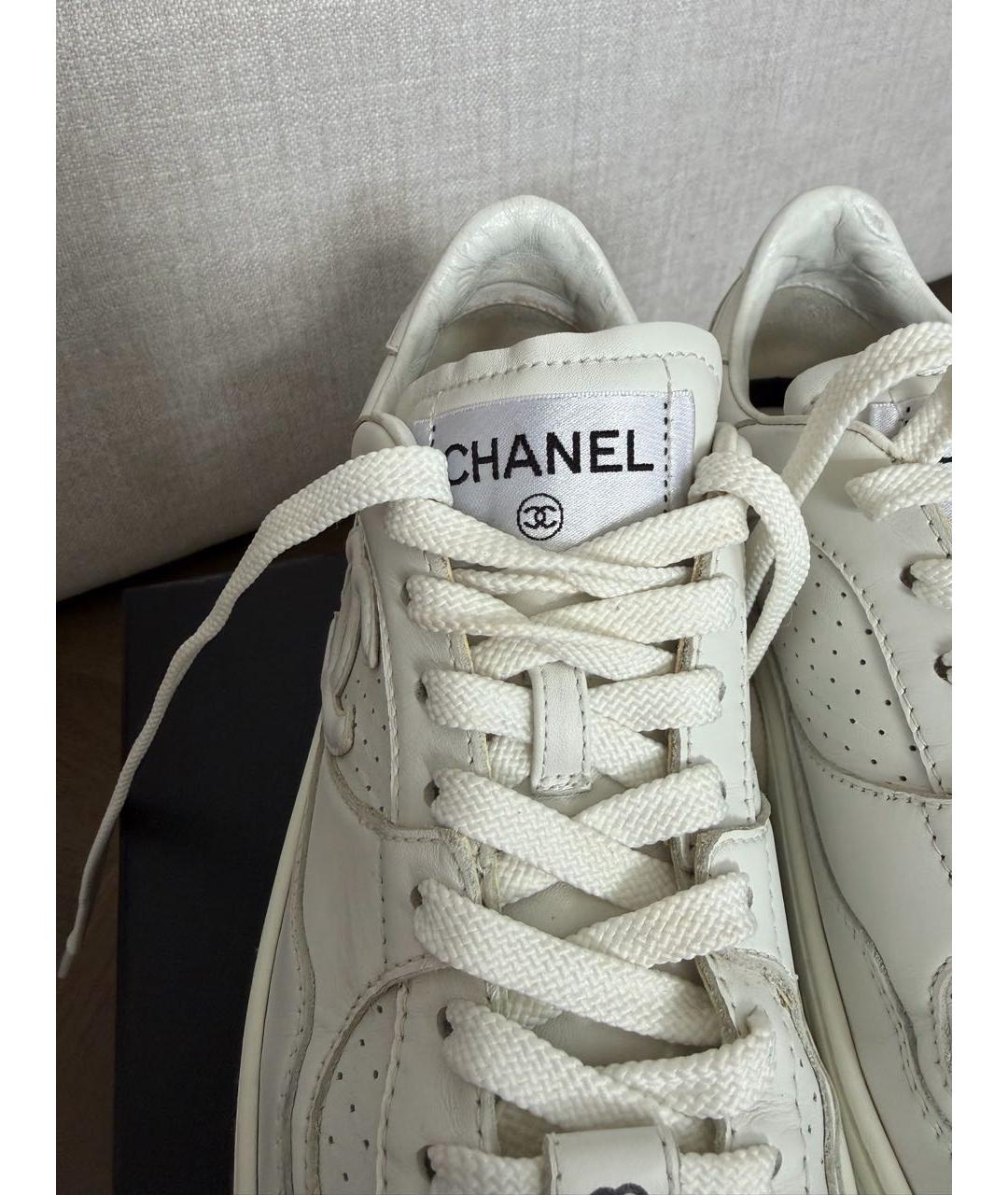 CHANEL Белые кожаные кроссовки, фото 8
