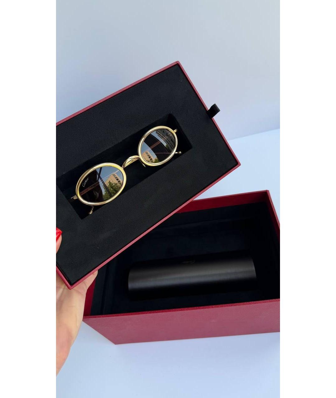 CARTIER Золотые металлические солнцезащитные очки, фото 2