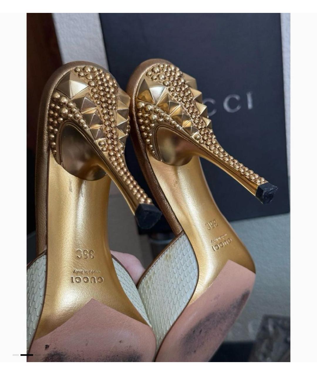 GUCCI Бежевые кожаные мюли, фото 3