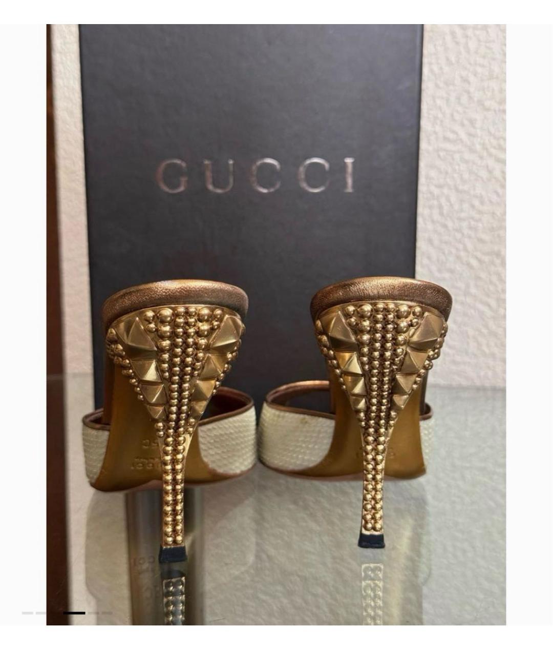 GUCCI Бежевые кожаные мюли, фото 4