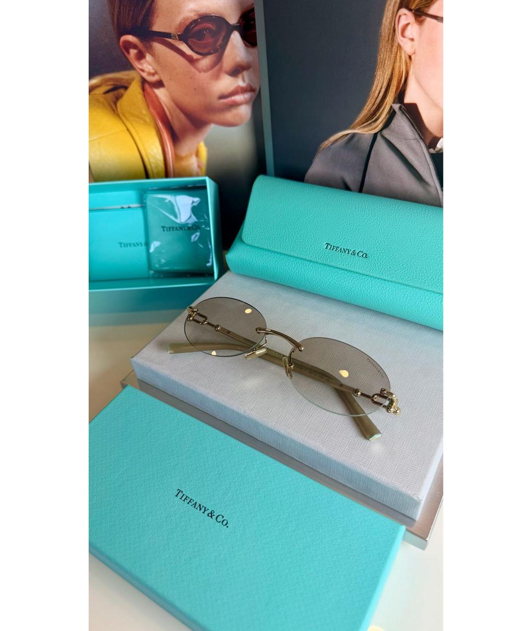 TIFFANY&CO Золотые металлические солнцезащитные очки, фото 5
