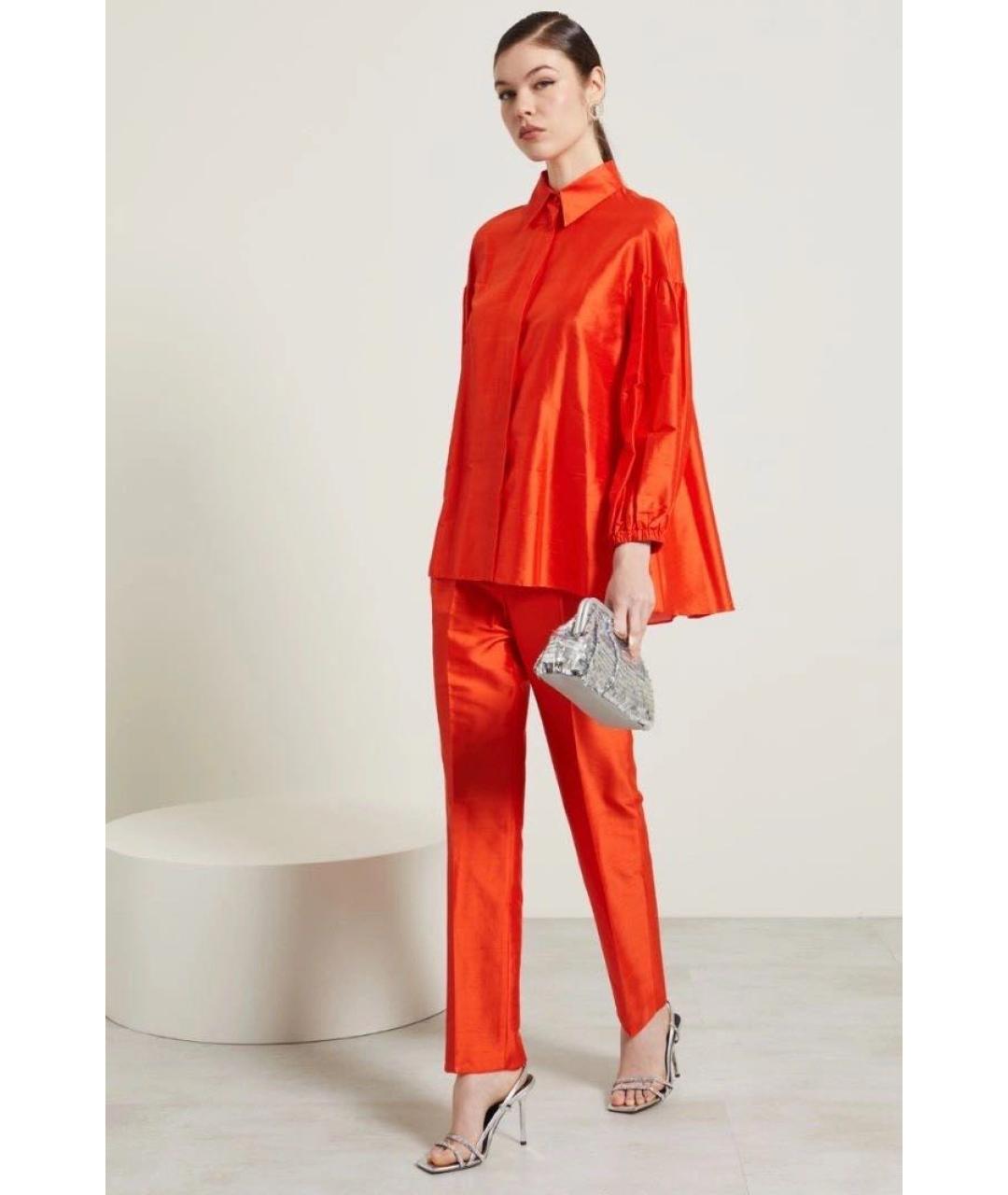 MAX MARA STUDIO Оранжевые шелковые прямые брюки, фото 4